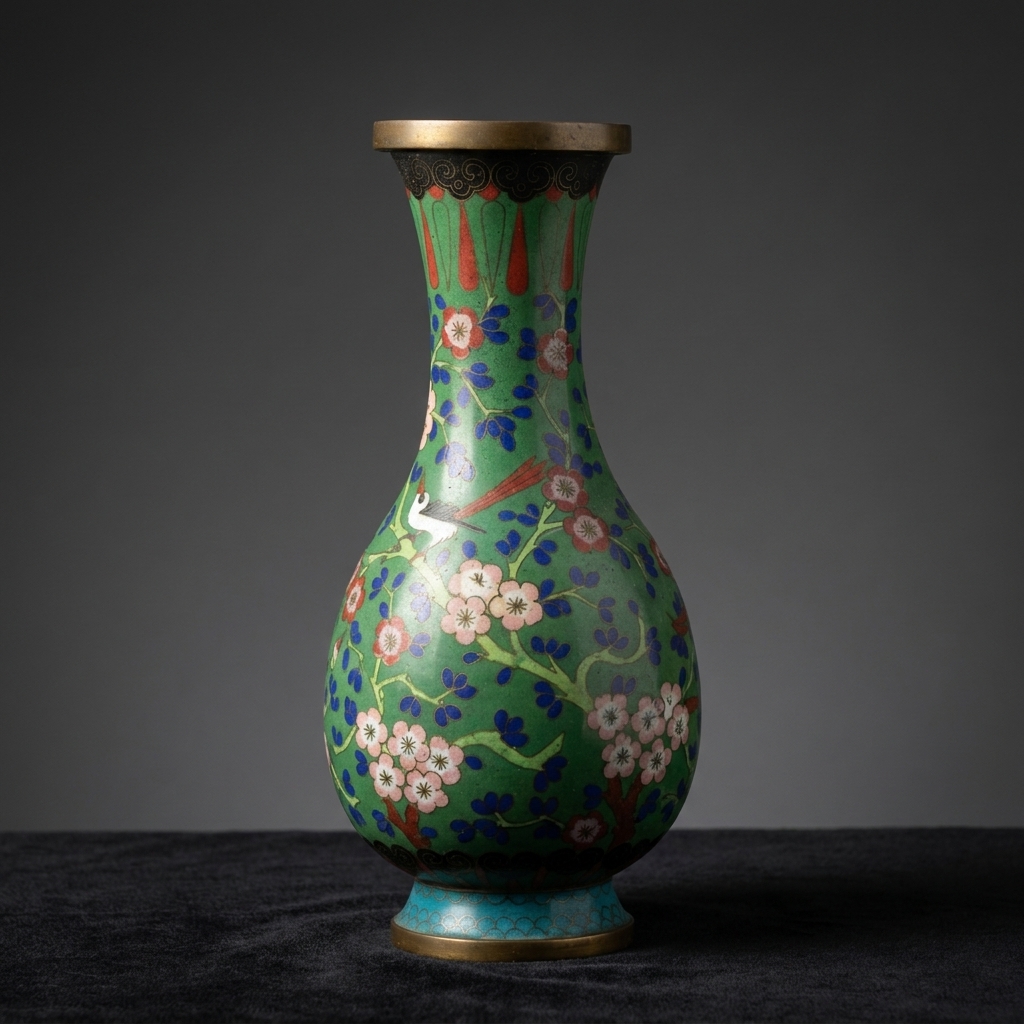Crane vase, green ground