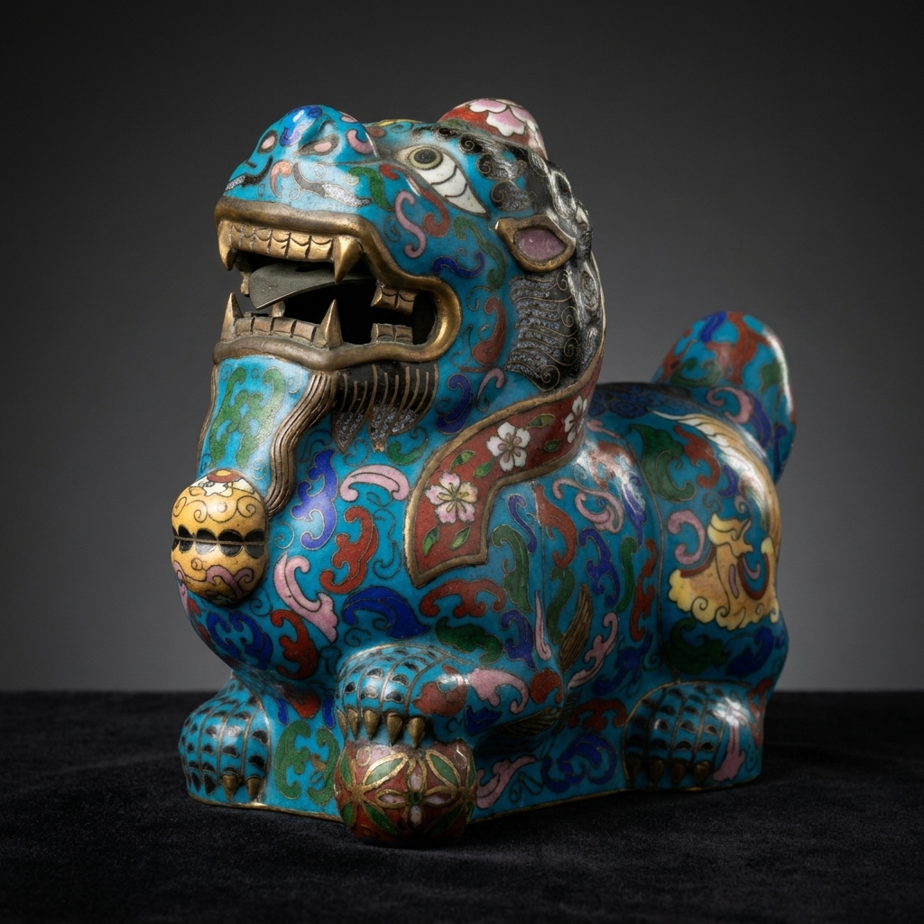 Foo lion, turquoise ground